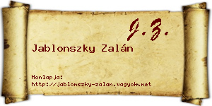 Jablonszky Zalán névjegykártya